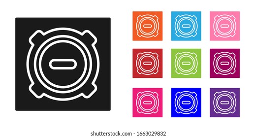 Black Manhole sewer cover icon isolated on white background. Set icons colorful. Vector Illustration