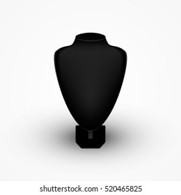 Black mannequin bust, dummy, isolated on white background