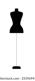 Black Mannequin Display Stand In Flat Vector Illustration Symbolizing Fashion Design, Sewing, And Tailoring