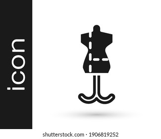 Black Mannequin icon isolated on white background. Tailor dummy.  Vector