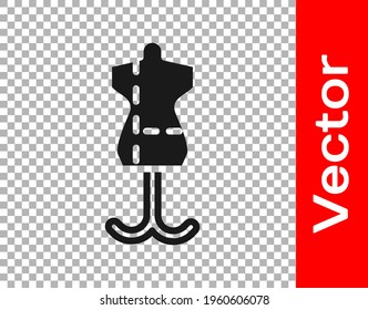 Black Mannequin icon isolated on transparent background. Tailor dummy.  Vector