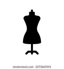 Black Mannequin with stand silhouette vector illustration on white background.