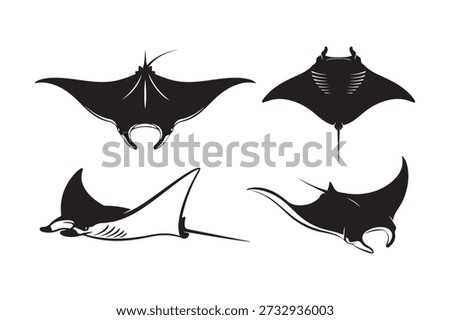 Black Manta Ray  silhouette  vector 