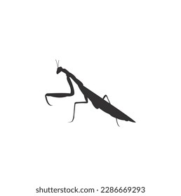 Black mantis silhouette vector on a white background