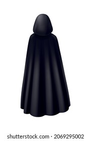 Composición realista del caparazón de manto negro con imagen aislada del vestido de monje de bata oscura en ilustración vectorial de fondo en blanco