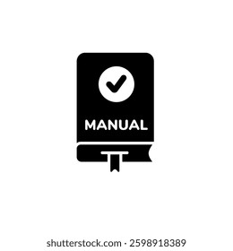 Black manual icon with a white checkmark indicating a complete and verified instruction book.