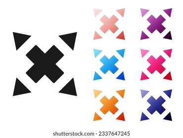 Black Many ways directional arrow icon isolated on white background. Set icons colorful. Vector