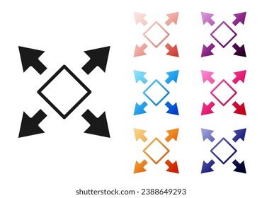 Black Many ways directional arrow icon isolated on white background. Set icons colorful. Vector