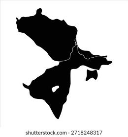 Mapa negro da região econômica de Absheron-Khizi com sua divisão administrativa isolada no fundo branco. Ilustração vetorial