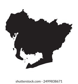 Black map of Aichi prefecture isolated on white background. Vector illustration
