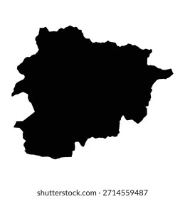 Mapa preto de Andorra isolado em fundo branco. Ilustração vetorial