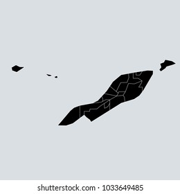 Black Map of Anguilla. Gray background.