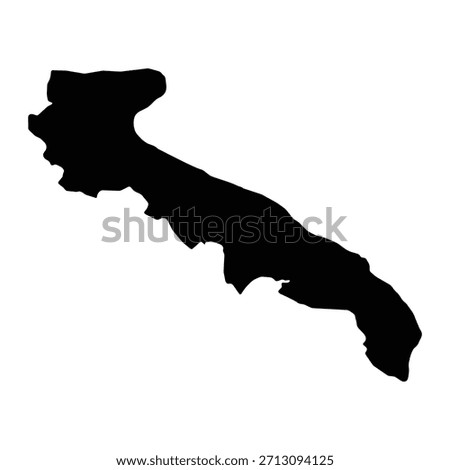Black map of Apulia isolated on white background. Vector illustration