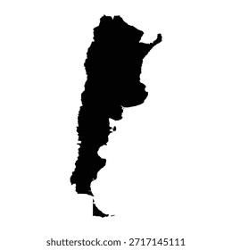 Mapa negro de Argentina isolado no fundo branco. Ilustração vetorial