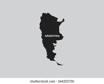 Black map of Argentina on gray background