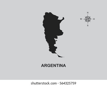 Black map of Argentina on gray background