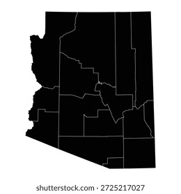 Black map of Arizona isolated on white background. Vector illustration