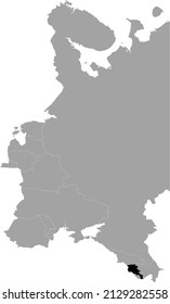 Black Map of Armenia within the gray map of Eastern Europe
