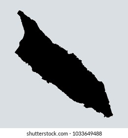 Black Map of Aruba. Gray background.