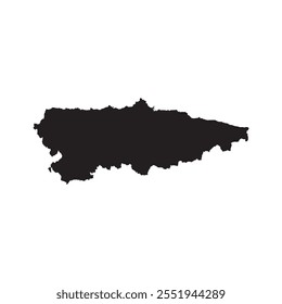 Mapa negro de Asturias aislado sobre fondo blanco. Ilustración vectorial