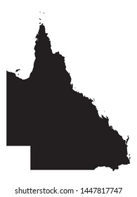 Black Map of the Australian State of Queensland