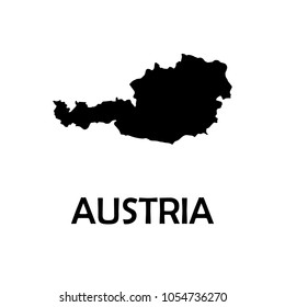 Black map of austria. white background vector.