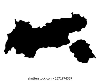 Black Map of the Austrian State of Tyrol