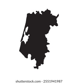 Mapa negro de Aveiro aislado sobre fondo blanco. Ilustración vectorial