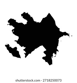 Schwarze Karte von Aserbaidschan einzeln auf weißem Hintergrund. Vektorgrafik