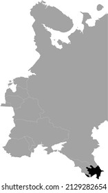 Black Map of Azerbaijan within the gray map of Eastern Europe