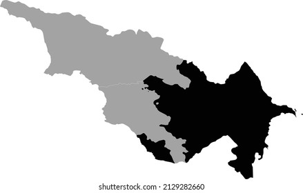 Black Map of Azerbaijan within the gray map of Caucasus countries