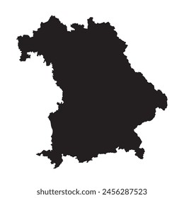 Black map of Bavaria isolated on white background. Vector illustration