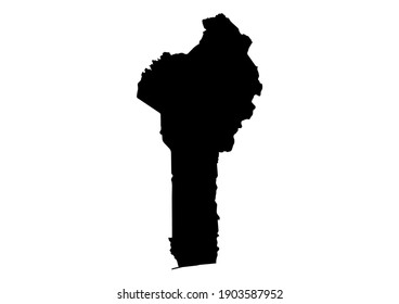 Black map of Benin isolated on white background. Vector map suitable for digital editing and prints of all sizes.