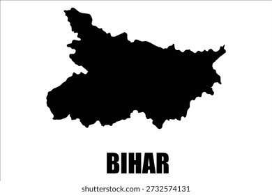 Un mapa negro del estado de Bihar en la India