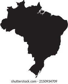 Black Map of Brazil - the Eastern region of South American continent