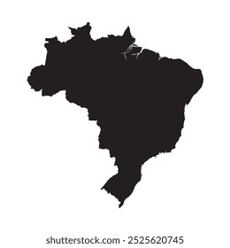 Mapa preto do Brasil isolado sobre fundo branco. Ilustração vetorial