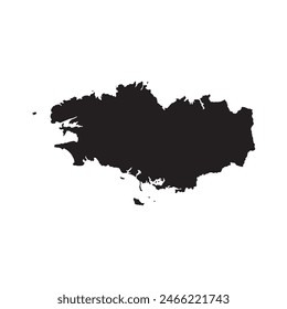 Black map of Brittany province. Vector illustration