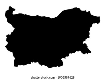 Mapa negro de Bulgaria aislado en fondo blanco. Mapa vectorial adecuado para edición digital e impresiones de todos los tamaños.
