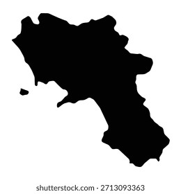Schwarze Karte von Kampanien einzeln auf weißem Hintergrund. Vektorgrafik