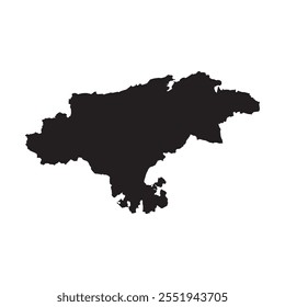 Mapa preto de Cantábria isolado sobre fundo branco. Ilustração vetorial