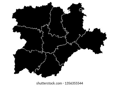 Black map of Castilla y León.