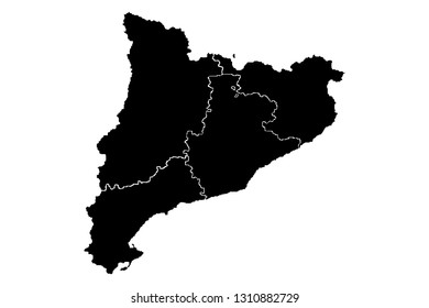Black map of Catalonia.