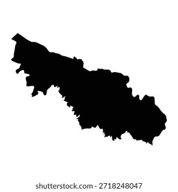 Mapa negro de la región económica de Arán Central aislado sobre fondo blanco. Ilustración vectorial