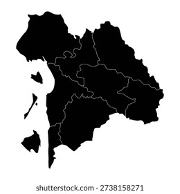 Black map of Chandpur isolated on white background. Vector illustration