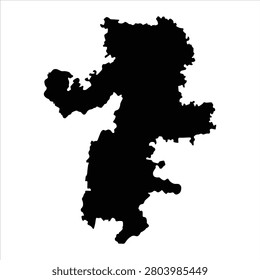 Black map of Chelyabinsk Oblast isolated on white background. Vector illustration