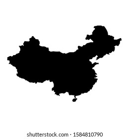 Black Map of China isolated on a white background. Black silhouette country. Vector illustration