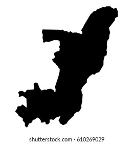 Black map of CONGO with the regions. eps10 illustration.