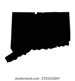 Mapa negro de Connecticut aislado sobre fondo blanco. Ilustración vectorial