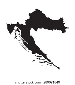 black map of Croatia