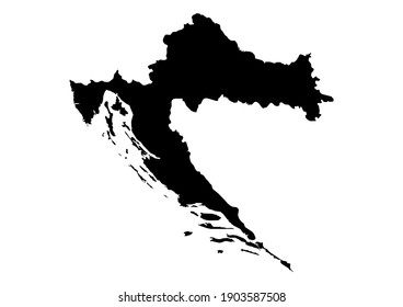 Black map of Croatia isolated on white background. Vector map suitable for digital editing and prints of all sizes.